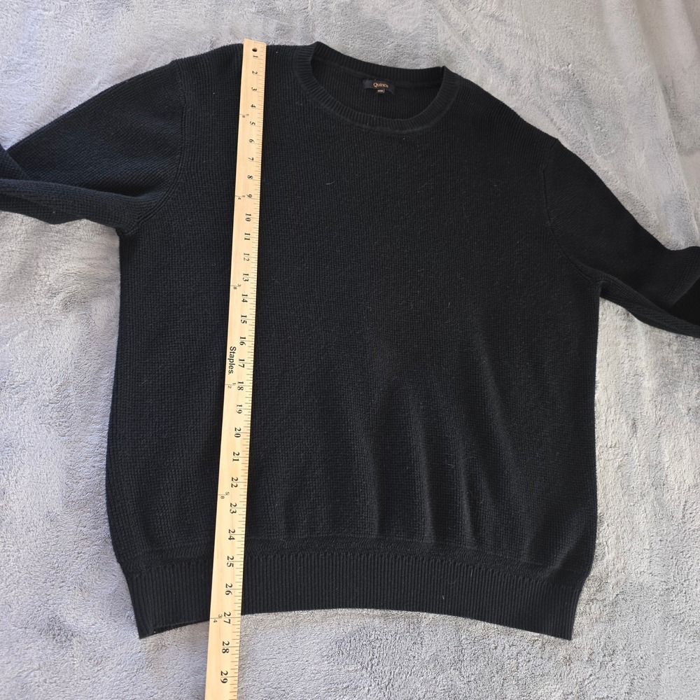 Quince Organic Cotton Cashmere Waffle Crewneck Sweater Black XXL - Picture 14 of 15